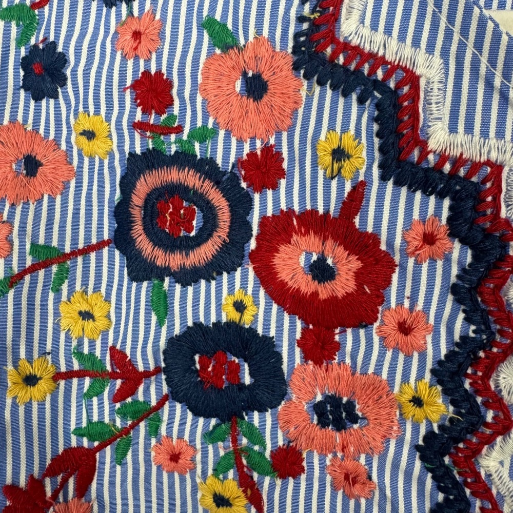 Jennifer Grace Women Striped Embroidered Long Bell Sleeve Blouse Top Size XL - Picture 10 of 15